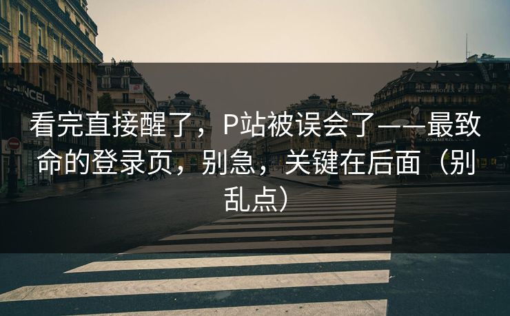 看完直接醒了，P站被误会了——最致命的登录页，别急，关键在后面（别乱点）