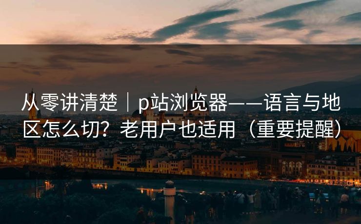 从零讲清楚｜p站浏览器——语言与地区怎么切？老用户也适用（重要提醒）