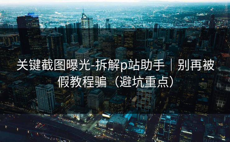 关键截图曝光-拆解p站助手｜别再被假教程骗（避坑重点）