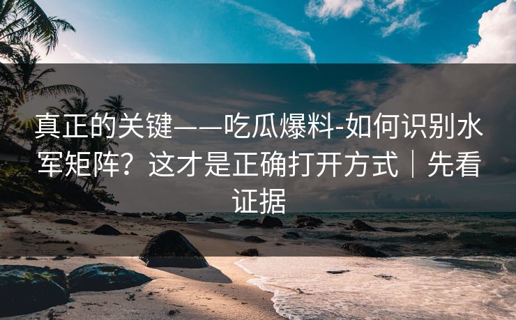 真正的关键——吃瓜爆料-如何识别水军矩阵？这才是正确打开方式｜先看证据