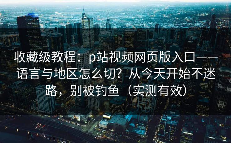 收藏级教程：p站视频网页版入口——语言与地区怎么切？从今天开始不迷路，别被钓鱼（实测有效）