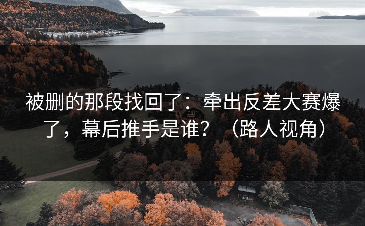 被删的那段找回了：牵出反差大赛爆了，幕后推手是谁？（路人视角）