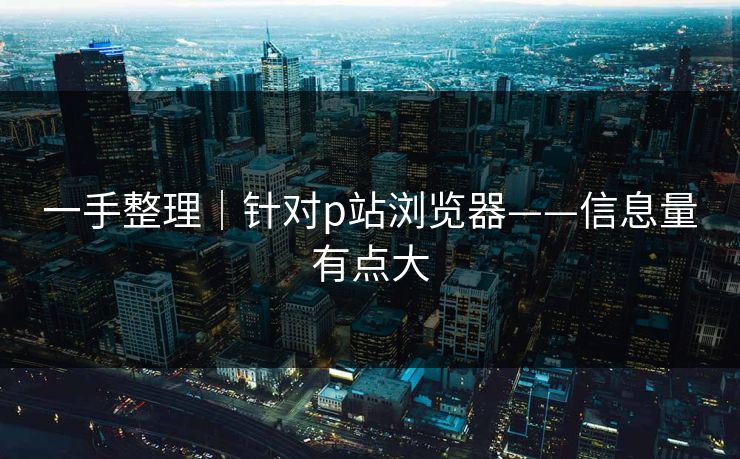 一手整理｜针对p站浏览器——信息量有点大