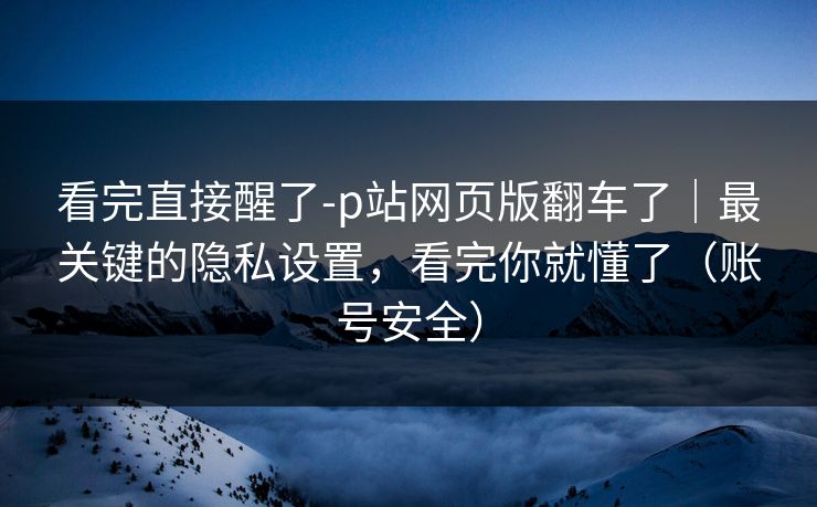 看完直接醒了-p站网页版翻车了｜最关键的隐私设置，看完你就懂了（账号安全）