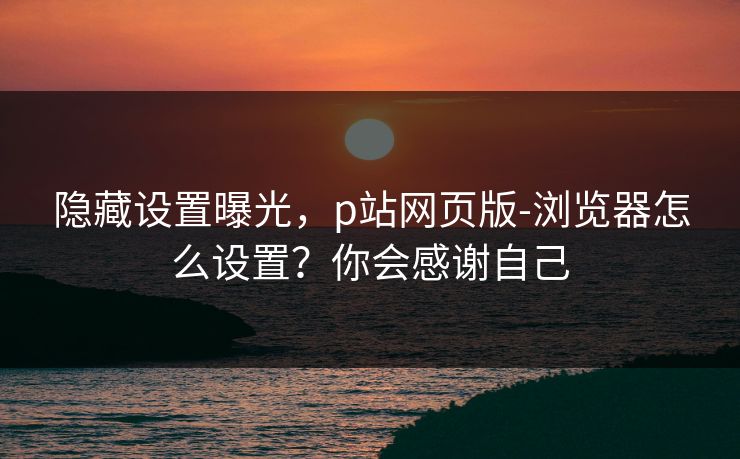 隐藏设置曝光，p站网页版-浏览器怎么设置？你会感谢自己