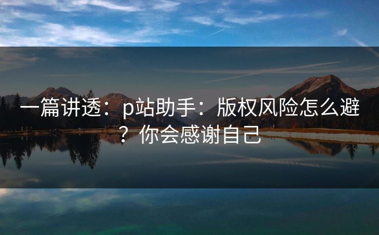 一篇讲透：p站助手：版权风险怎么避？你会感谢自己
